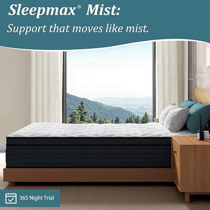 Sleepmax Firm King Mattress 14 Inch - Deep Sleep Hybrid Mattress Pain Relief - No Sagging Bed in a Box for Back & Side Sleepers - Extra Support, Fiberglass-Free, CertiPUR-US Certified, 365-Night Trial