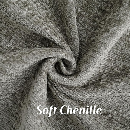 FUTEI Grey Chenille Throw Pillow Covers 24x24 Inch Set of 2,Soft Cozy Bound Edge Design European Cushion Cover,Home Decor for Couch Bed Living Room