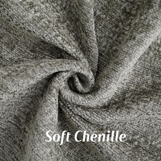 FUTEI Grey Chenille Throw Pillow Covers 18x18 Inch Set of 2,Soft Cozy Bound Edge Design Cushion Case,Home Decor for Couch Bed Living Room