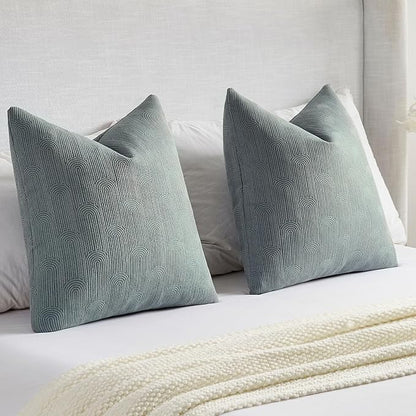 FUTEI Dark Grey Chenille Decorative Throw Pillow Covers 20x20 Inch Set of 2,Soft Cozy Striped Geometric Patterns Cushion Case,Modern Home Decor for Couch Bed Living Room