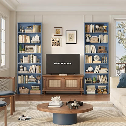 FACBOTALL 82" Tall Bookshelf, 7-Tier Open Shelves Bookcase, Freestanding Display Storage Shelves, Tall Bookcase Home Decor Furniture for Home Office, Living Room, Bedroom, Blue