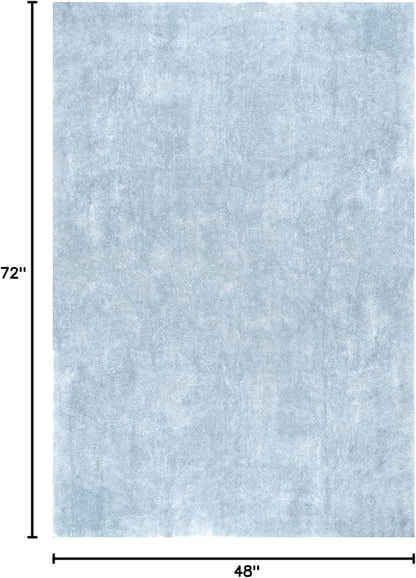 nuLOOM 4' x 6' Cozy Plush SuperiorWash Area Rug, Machine Washable, Non-Slip, Soft Fluffy Shag Carpet for Living Room Bedroom Kids Room Nursery Home Decor, Loni Light Blue