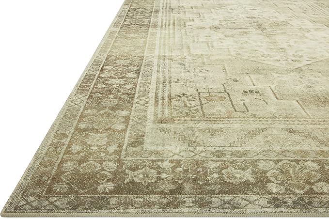 Loloi Magnolia Home by Joanna Gaines Banks Collection BAN-06 Natural/Granite 2'-6" x 7'-6", .13" Pile Height, Machine Washable, Runner Rug