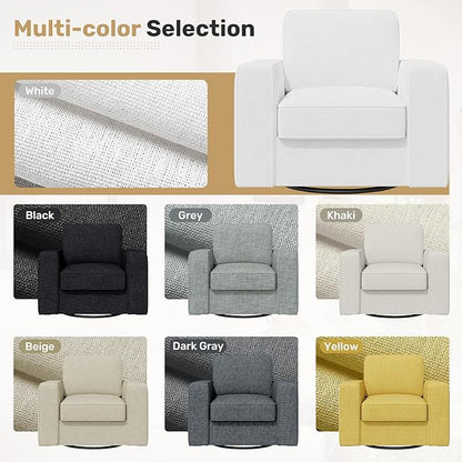 Swivel Accent Sofa Chair, FSC Certified Sofa Armchairs with Extra Wide Mid-Century Modern 1pcs for Living Room, Bedroom, Office, White