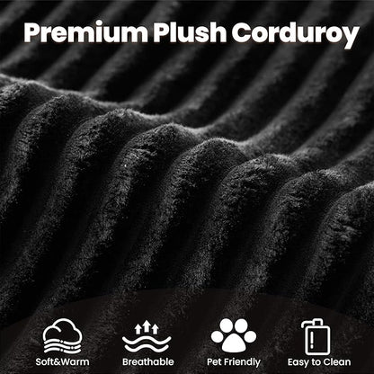 32.7'' Ottoman for Modular Sectional Sofa, Deep Seat Upholstered Footstool for Sofas Set, L/U/V Shaped Plush Corduroy Cloud Couch for Living Room Apartment, Black