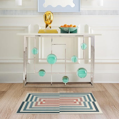 RUGGABLE x Jonathan Adler Washable Modern Area Rug – Op Art Teal 2x3, Stain-Resistant, Non-Slip – Small Machine Washable Rugs for Living Room, Bedroom, Hallway, Entryway & Bathroom–with Standard Pad