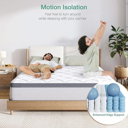 Novilla King Mattress 14 Inch, Hybrid Mattress in a Box with Individual Pocket Spring for Motion Isolation, Supportive & Pressure Relief, CertiPUR-US