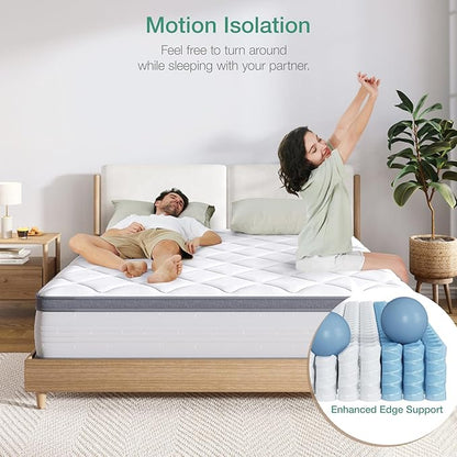 Novilla Hybrid Mattress Queen Size, 14 Inch Plush Mattress in a Box for Back Support & Pressure Relief, Supportive Comfort Foam with Pocketed Innersprings, CertiPUR-US Certified