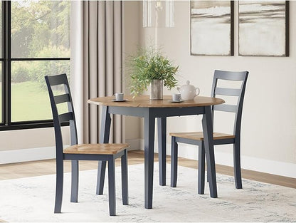 Signature Design by Ashley Gesthaven Modern Dining Drop Leaf Table with 4 Legs, Light Brown & Blue