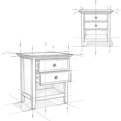 SIMPLIHOME Amherst SOLID WOOD 24 Inch Wide Traditional Bedside Nightstand Table in Distressed Grey, For the Living Room and Bedroom