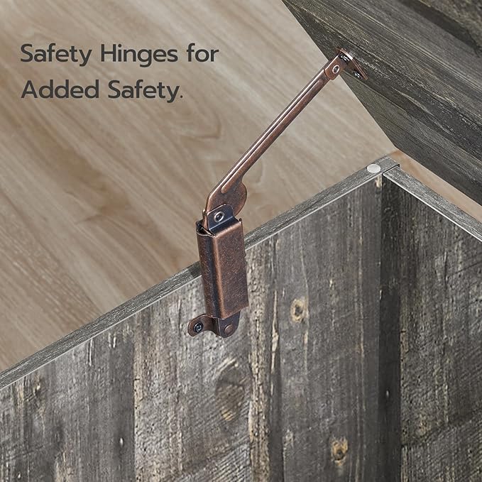 HOOBRO Storage Bench, 39.4” Retro Wooden Storage Chest with U-Shaped Cut-Out Pull, Safety Hinge, Supports 220 lb and Easy Assembly for Toy Box Organizer (Vintage Gray) VP771CW01