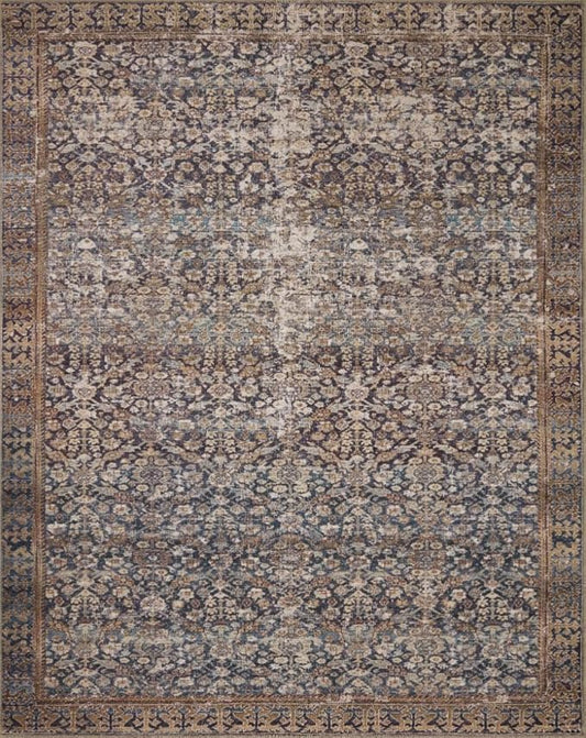 Loloi Amber Lewis Georgie Collection GER-05 Denim/Spice 5'-0" x 7'-6", .19" Pile Height, Area Rug