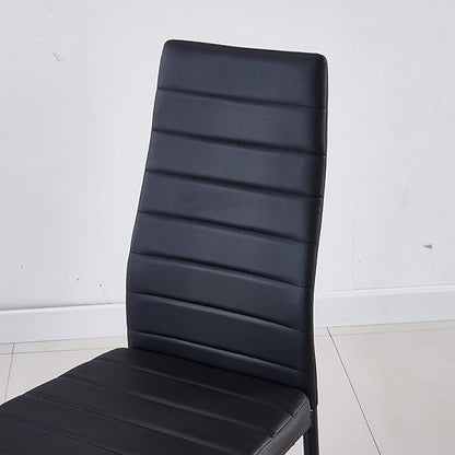 JT Modern Minimalist Dining Chair Fireproof Leather Sprayed Metal Pipe Diamond Grid Pattern Restaurant Home Conference Chair Set of 4 Or 6 (4, Jet Black)