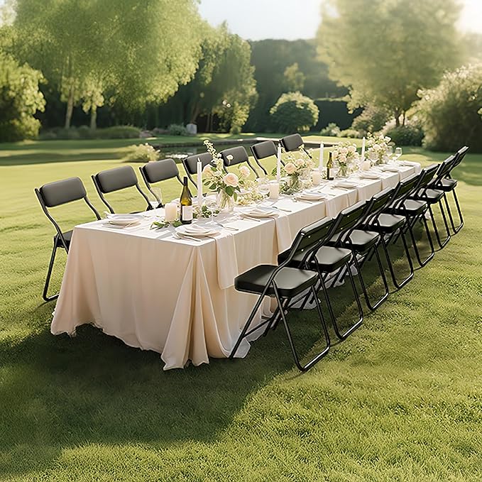 6 Pack Padded Folding Chairs with Cushion, Foldable Dining Chair Set Portable Indoor Outdoor Stackable Folding Chairs with Steel Frame for Home Office Events Wedding Party Black