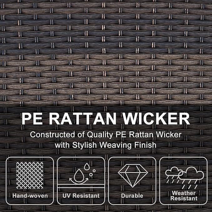 HUMMUH Patio Furniture 7-Piece PE Wicker Outdoor Conversation Set,All-Weather Rattan Swivel Chairs with Ottomans Glider Loveseat for Backyard,Poolside,Deck