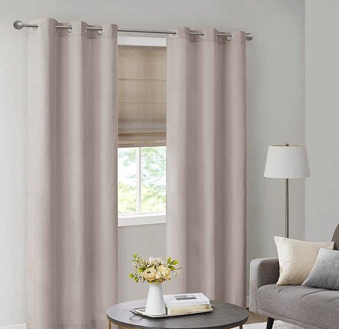 Madison Park Galen Cordless Roman Shade, 23"W x 64"H, Sheen Taupe – Room Darkening, Thermal Insulated, Energy Efficient Window Blind with Subtle Sheen Basketweave Fabric for Privacy