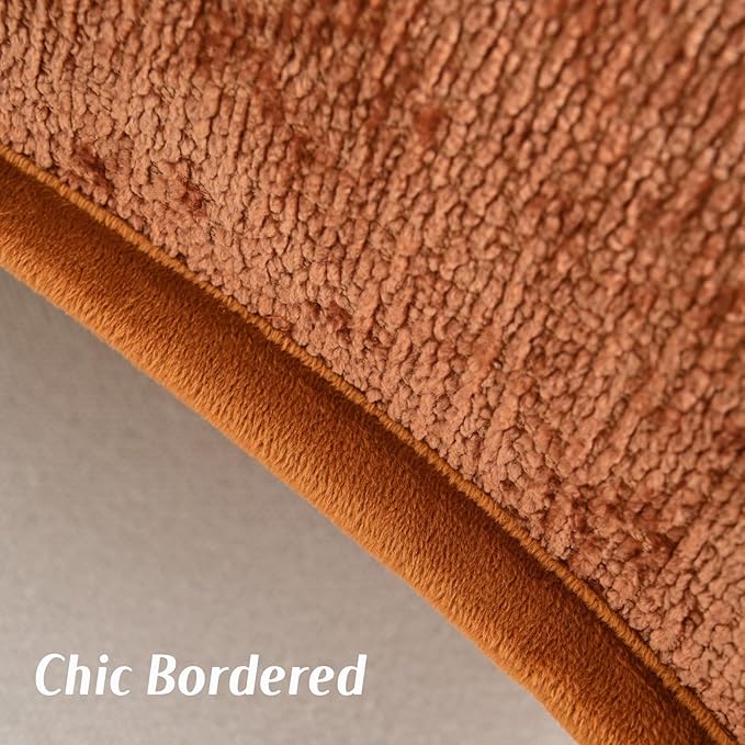 FUTEI Rust Chenille Throw Pillow Covers 22x22 Inch Set of 2,Soft Cozy Bound Edge Design Cushion Case,Home Decor for Couch Bed Living Room