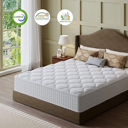 Queen Mattress, 12 Inch Hybrid Memory Foam Mattress in a Box, Cooling Gel for Pressure Relief & Back Pain Support, CertiPUR-US Certified, Medium Firm Bed, Fiberglass Free, Breathable Comfort Sleep