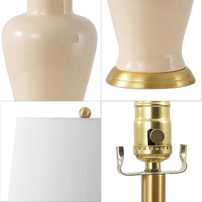 JONATHAN Y JYL4026D Julian 29" Traditional Classic Ceramic Urn LED Table Lamp, Almond for Bedroom, Living Room, Kitchen, Home Office, Kids Room
