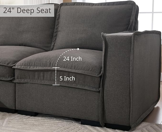 EALSON 67" Loveseat Sofa Modern Love Seat Sofa Comfy Linen Fabric Upholstered Cloud Couches Mid Century Modular 2-Seater Sectional Couch with Throw Pillows for Bedroom/Living Room/Apartment, Grey