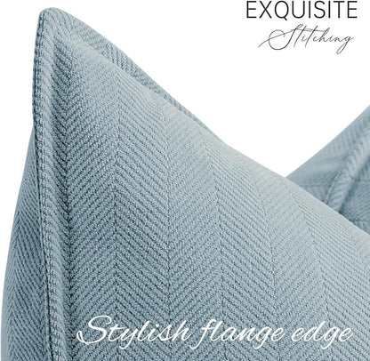 ZWJD Throw Blue Pillow Covers 18x18 Set of 2 Chenille Pillow Covers with Elegant Design Soft and Luxurious Decorative Throw Pillows for Couch, Bed, and Home Decor, Light Blue
