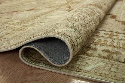 Loloi Magnolia Home by Joanna Gaines Sinclair Collection SIN-02 Khaki/Tobacco 8'-6" x 11'-6", .25" Pile Height, Machine Washable, Area Rug