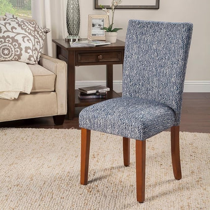 HomePop Parsons Classic Upholstered Accent Dining Chair, Set of 2, Navy