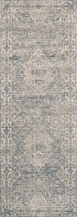 Loloi Teagan Collection TEA-04 Sky/Natural 3'-4" x 5'-7" Accent Rug, Large, Soft Neutral Rug, High-Traffic for Living Room, Bedroom, Home Office, Dining Area