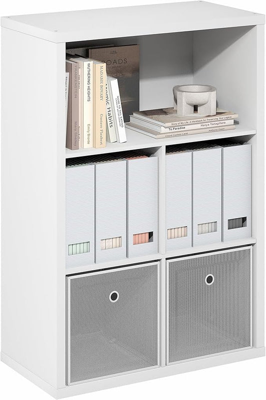 Furinno Cubicle Book Shelf, 5-Cube Bookshelf, Cube Storage Organizer Bookcase with Closed Back, 15.3 x 29.9 x 43.3, for Living Room, Bedroom, Home Office, White