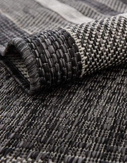 Unique Loom Outdoor Border Collection Area Rug - Soft Border (13' Square Black/Ivory)