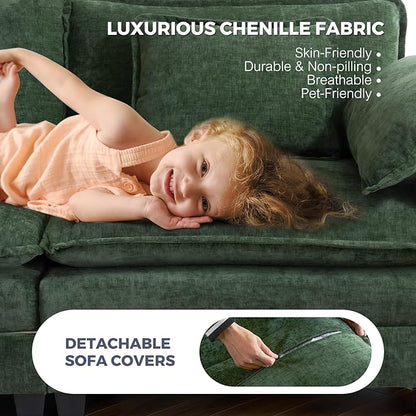 ELUCHANG Oversized 153" Modular Sectional Sofa, Comfy Deep Seat Cloud Couch Sleeper Sofa Bed, 8 Seat Modern Couch with Removable Cover for Living Room, Apartment, DIY Combination, Chenille Olive Green