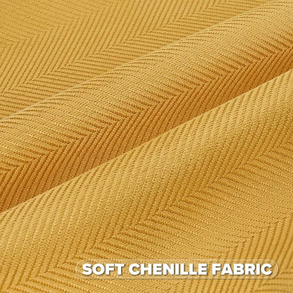 FUTEI Mustard Yellow Chenille Throw Pillow Covers 18x18 Inch Set of 2,Soft Wide Chevron Textured Cushion Case,Farmhouse Home Decor for Couch Bed Living Room