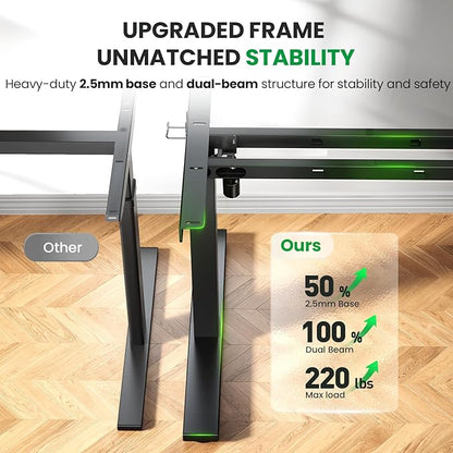 SIAGO Electric Standing Desk Adjustable - 71x30 Inch Sit Stand Desk with 1 Inch Thick Tabletop, Double Beam Frame, 3 Memory Height Adjustment, Cable Management for Home Office