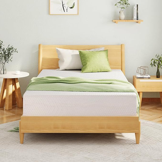 EGOHOME Twin XL Memory Foam Mattress, 8 Inch Bed Mattress in a Box with Cooling Green Tea Gel, Relieve Pressure with Medium Support, CertiPUR-US Certified, 80''L x 38''W, White
