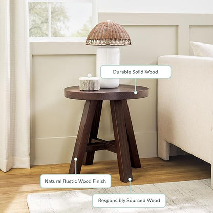 Walker Edison 2-Pack Colt Modern Farmhouse Solid Wood Round Side Tables, 18 Inch, Espresso