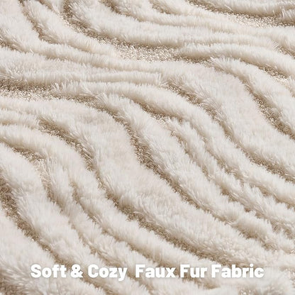FUTEI Cream Decorative Throw Pillow Covers 18x18 Inch Set of 2,Soft Faux Fur Geometric Shapes Texture Cushion Case,Boho Home Decor for Couch Bed Living Room