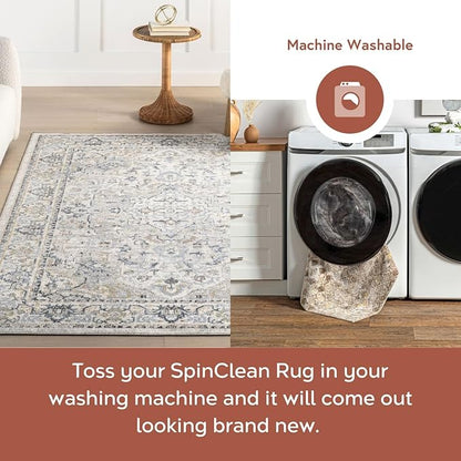 nuLOOM 2'8" x 8' Machine Washable Stain-Resistant Area Rug Medium Profile for Living Room, Bedroom, and Dining Room, Cady Blue