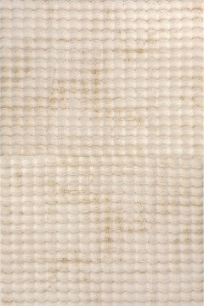nuLOOM Jeni Solid Faux Rabbit Machine Washable Area Rug, Round 5, Beige