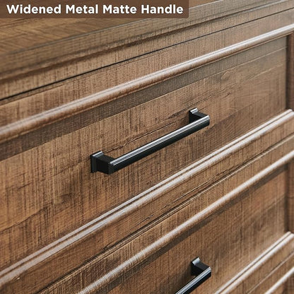 ACCOHOHO Farmhouse 5 Drawers Dresser Chests for Bedroom,46" Tall Wood Rustic Chest of Drawers with Wide Metal Handle,Natural Texture,Drawer Organizer for Bedroom,Living Room,Hallway and Entryway,LB