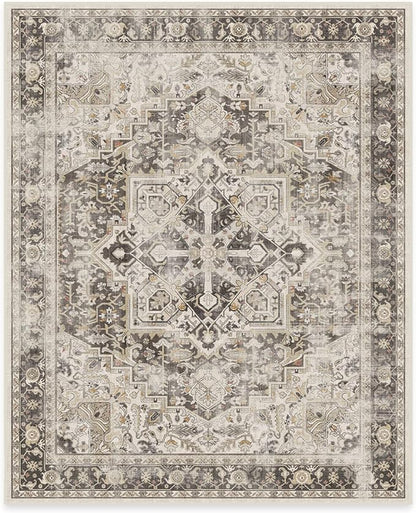RUGGABLE Washable Vintage Area Rug – Kamran Hazel 8x10, Stain-Resistant, Non-Slip – Large Machine Washable Rugs for Living Room, Bedroom, Hallway, Entryway & Office–with Cushioned Pad