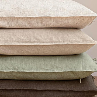 Foindtower Pack of 2, Decorative Linen Solid Throw Pillow Covers Soft Accent Cushion Case Boho Farmhouse Pillowcase for Chair Couch Sofa Bedroom Living Room Home Decor 24 x 24 Inch Light Sage Green