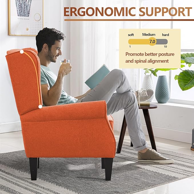 Accent Chair for Living Room Set of 2, High Back Reading Armchairs with Removable Seat Cushion, Mid-Century Single Couch in Fabric, Modern Ergonomic Wingback Chair for Bedroom,Club, Balcony