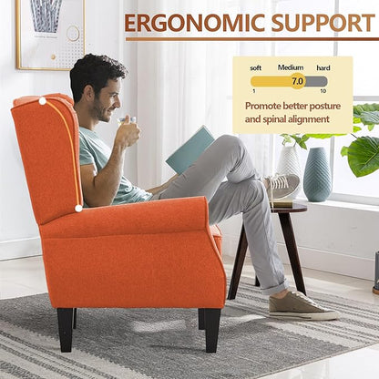 Accent Chair, Modern Living Room Chairs with Wingback, Comfy Upholstered High Back Single Sofa for Bedroom, Mid-Century Reading Armchair Sillas para Sala