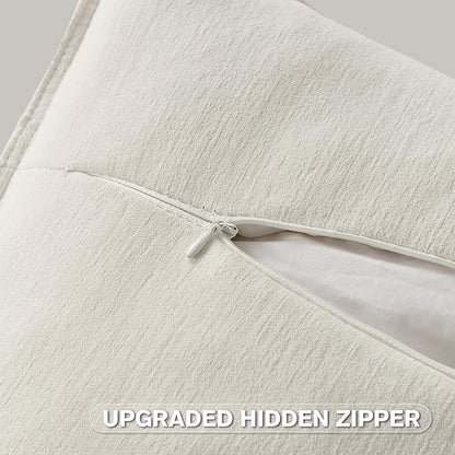 FUTEI Cream White Chenille Throw Pillow Covers 22x22 Inch Set of 2,Edges Double-Stitched Cushion Cases,Modern Home Decor for Couch Living Room