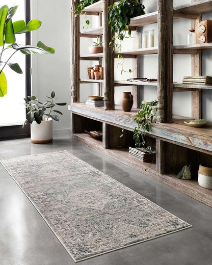 Loloi Teagan Collection TEA-04 Sky/Natural 2'-8" x 10'-6" Runner Rug, Large, Soft Neutral Rug, High-Traffic for Living Room, Bedroom, Home Office, Dining Area