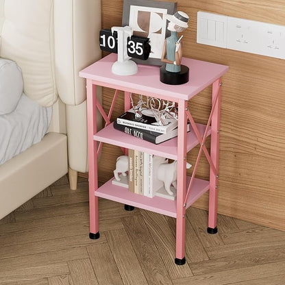 VECELO Modern Nightstands X-Design Side End Table Night Stand with Storage Shelf for Bedroom,Living Room