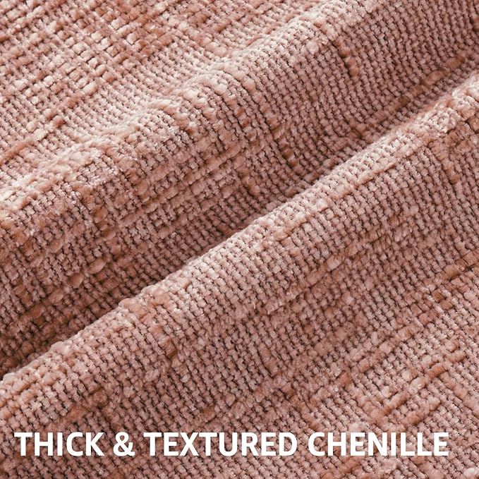 decorUhome Pink Chenille Throw Pillow Covers 26x26 Set of 2 Thick Textured Slubby Couch Pillow Covers Farmhouse Accent Modern Neutral Decorative Pillow Cases for Bed Sofa Living Room