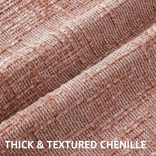 decorUhome Pink Chenille Throw Pillow Covers 16x16 Set of 2 Thick Textured Slubby Couch Pillow Covers Farmhouse Accent Modern Neutral Decorative Pillow Cases for Bed Sofa Living Room