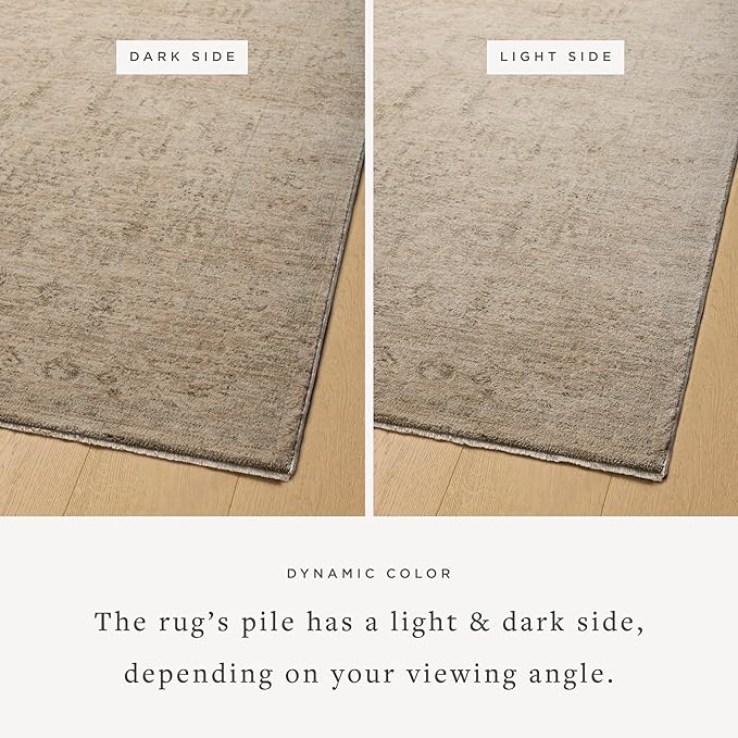 Loloi Magnolia Home by Joanna Gaines Junie Collection JUE-02 Oatmeal/Smoke 5'-3" x 5'-3", .38" Pile Height, Round Area Rug