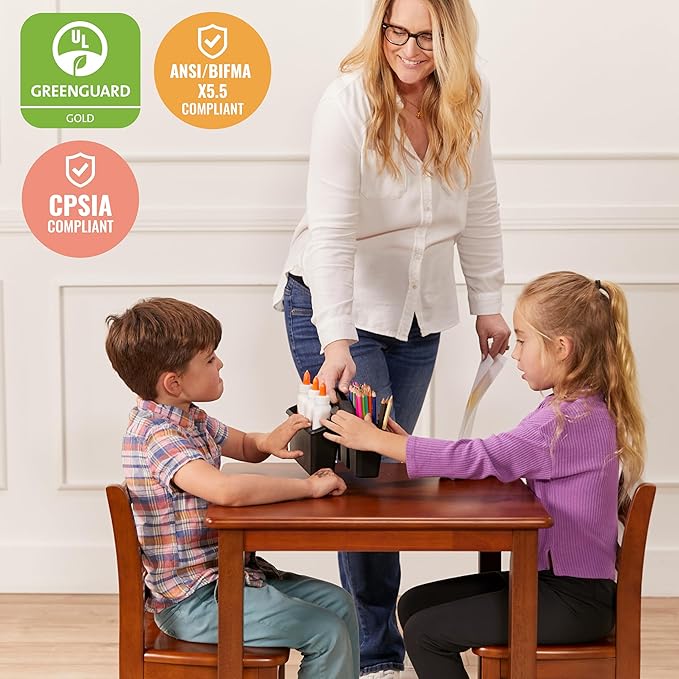 ECR4Kids 24in Square Hardwood Table with 22in Legs, Kids Furniture, Dark Walnut